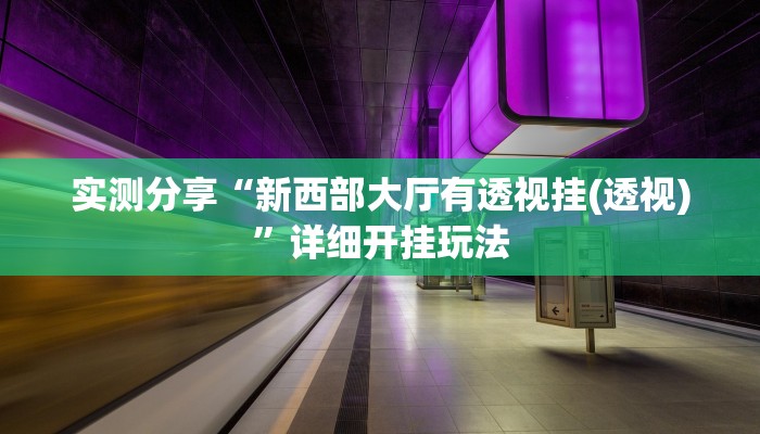 实测分享“新西部大厅有透视挂(透视)”详细开挂玩法