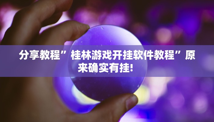 分享教程”桂林游戏开挂软件教程”原来确实有挂! 