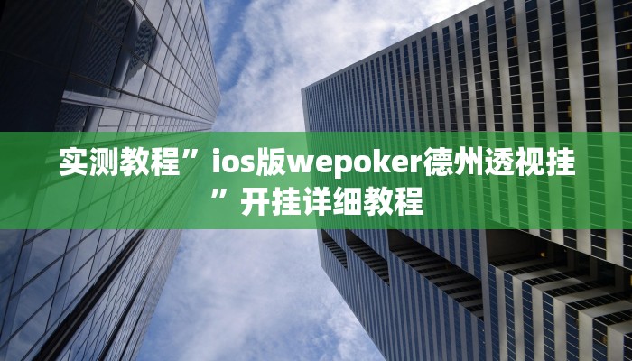 实测教程”ios版wepoker德州透视挂”开挂详细教程